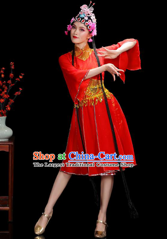 Professional China Opening Dance Red Dress Women Group Dance Costumes Jazz Performance Garments Modern Dance Clothing