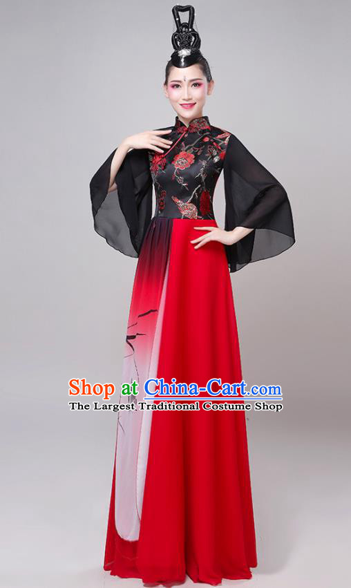 Professional China Opening Dance Red Dress Women Group Dance Costume Chorus Performance Garments Modern Dance Clothing