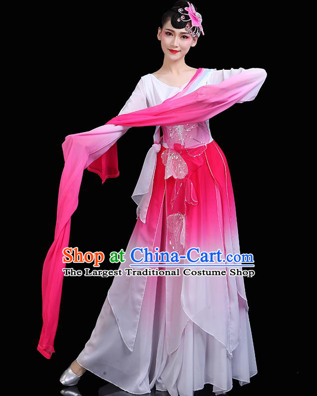 China Classical Dance Clothing Umbrella Dance Garment Costumes Water Sleeve Dance Pink Dress Jinghong Dance Outfits Woman Dancewear