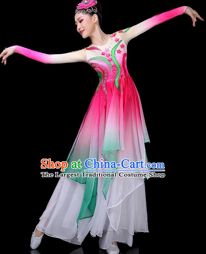 China Umbrella Dance Garment Costumes Stage Performance Pink Dress Lotus Dance Outfits Woman Dancewear Classical Dance Clothing