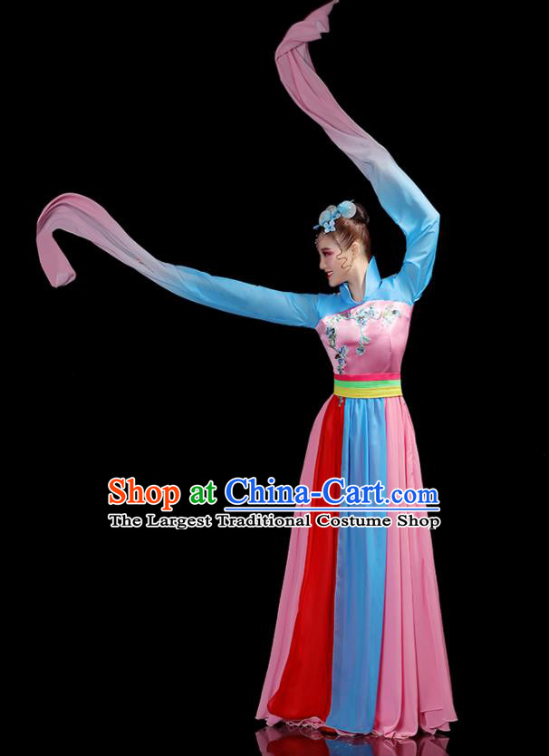 China Water Sleeve Dance Pink Dress Outfits Woman Dancewear Classical Dance Clothing Umbrella Dance Garment Costumes