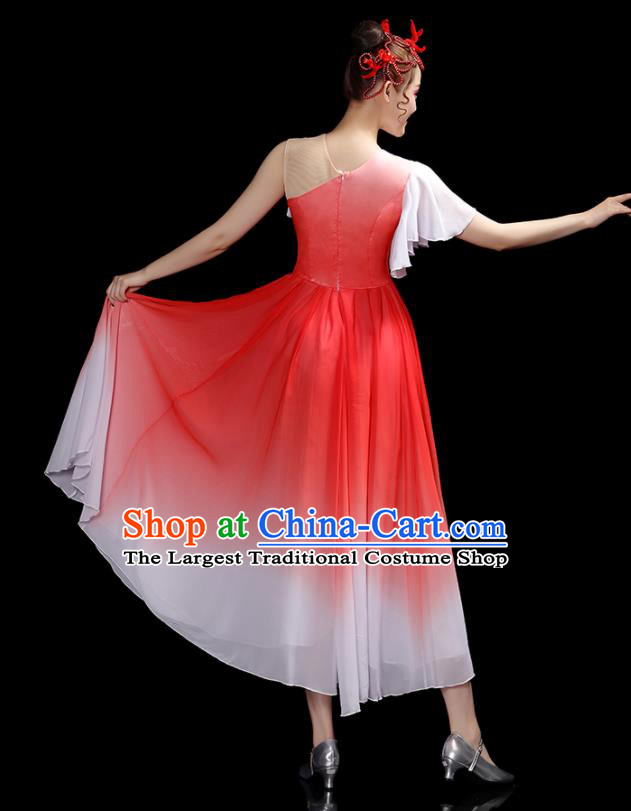 Professional China Women Chorus Garments Modern Dance Clothing Spring Festival Gala Opening Dance Red Dress Stage Performance Costume