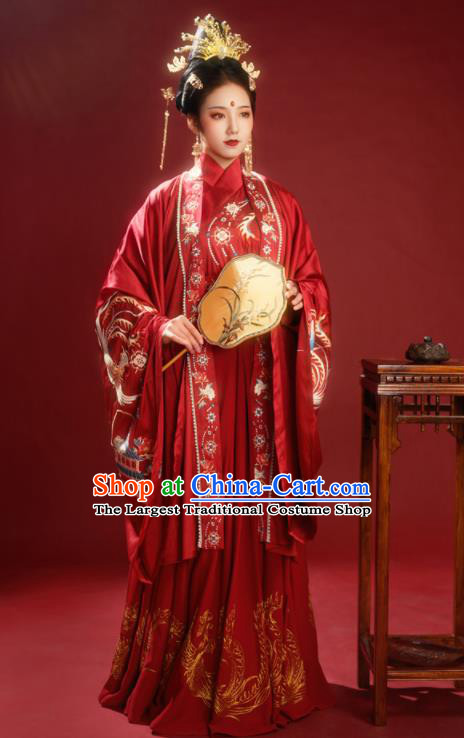 China Traditional Wedding Red Hanfu Dress Ming Dynasty Court Woman Historical Clothing Ancient Empress Garment Costumes Full Set