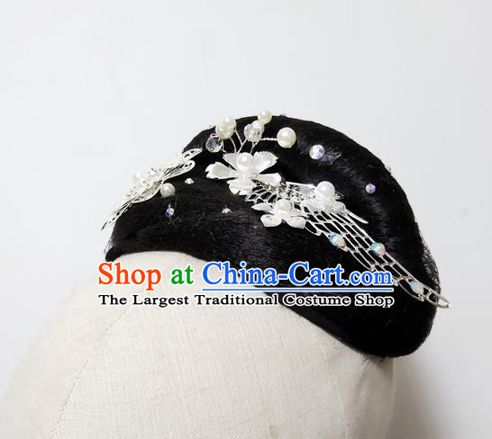 Chinese Beauty Dance Hairpieces Traditional Jasmine Flower Dance Wigs Chignon Classical Dance Hair Accessories Women Group Performance Headdress