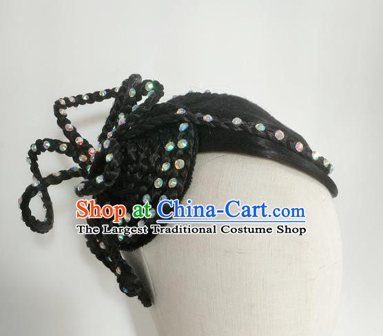 Chinese Classical Dance Hair Accessories Beauty Dance Headdress Stage Performance Hairpieces Traditional Fan Dance Wigs Chignon
