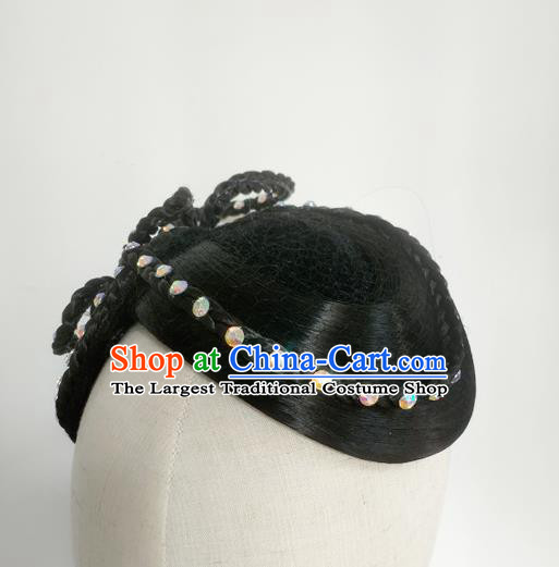 Chinese Classical Dance Hair Accessories Beauty Dance Headdress Stage Performance Hairpieces Traditional Fan Dance Wigs Chignon
