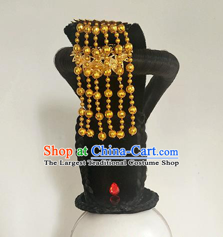 Chinese Hanfu Dance Headdress Court Beauty Dance Hairpieces Traditional Stage Performance Wigs Chignon Classical Dance Hair Accessories