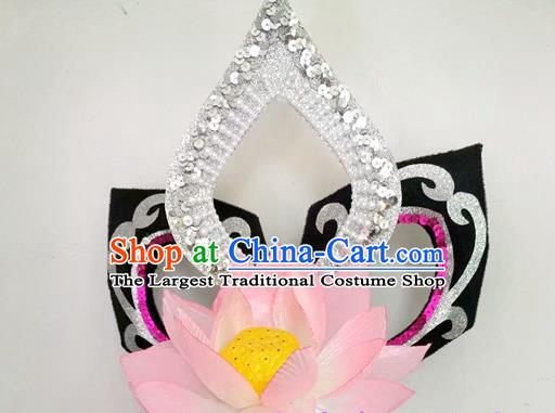 China Lotus Dance Headpiece Women Opening Dance Hair Crown Classical Dance Hat Yangko Dance Hair Accessories