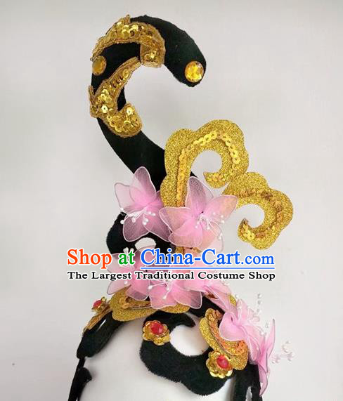 China Women Opening Dance Hair Crown Classical Dance Hat Stage Performance Hair Accessories Modern Dance Headpiece
