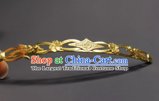 Chinese Traditional Hair Accessories Handmade Qing Dynasty Queen Golden Hair Stick Ancient Empress Hairpin