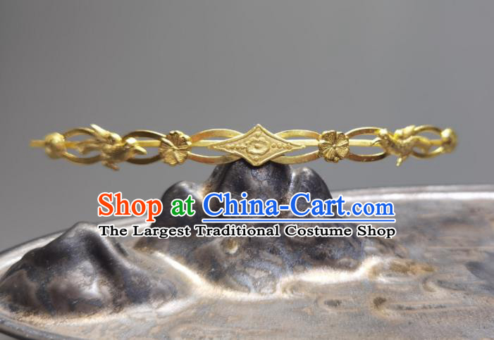 Chinese Traditional Hair Accessories Handmade Qing Dynasty Queen Golden Hair Stick Ancient Empress Hairpin