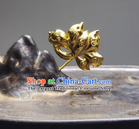 Chinese Ancient Empress Golden Lotus Hairpin Traditional Court Hair Accessories Handmade Qing Dynasty Queen Hair Stick