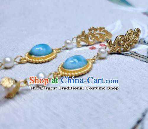 Handmade Chinese Traditional Ear Jewelry Qing Dynasty Palace Eardrop Cheongsam Ear Accessories National Rose Quartz Earrings