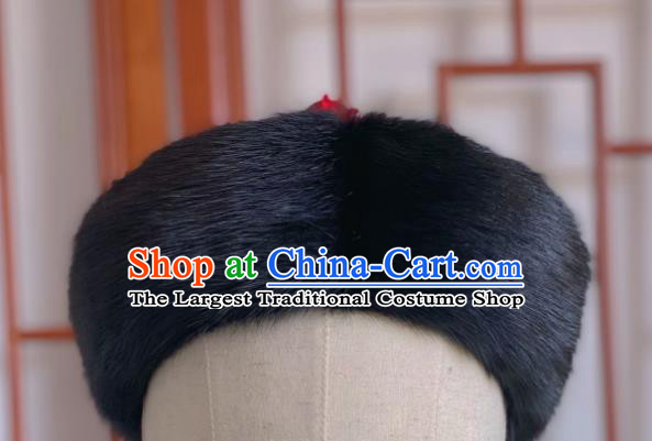 China Ancient Emperor Winter Hat Traditional Manchu Official Headwear Qing Dynasty Majesty Lord Headdress for Men