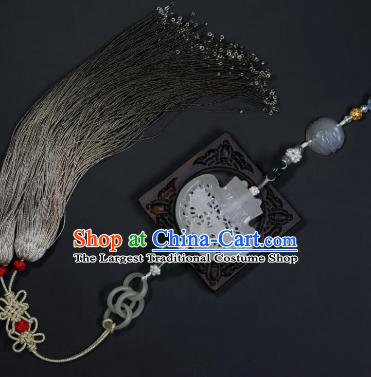 China Ancient Swordsman Tassel Jade Pendant Traditional Hanfu Waist Accessories Handmade Belt Sachet