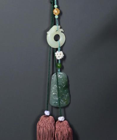 China Traditional Hanfu Waist Accessories Handmade Jade Ring Belt Jewelry Ancient Swordsman Brown Tassel Pendant