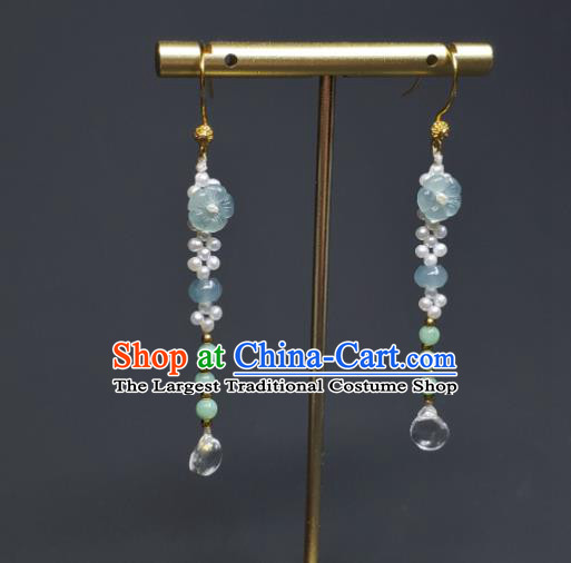 Handmade Chinese Cheongsam Ear Jewelry Qing Dynasty Court Eardrop Traditional Ear Accessories National Crystal Earrings