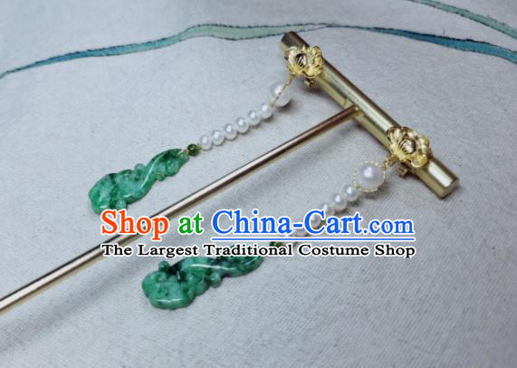 Handmade Chinese Cheongsam Ear Accessories National Jadeite Earrings Traditional Ear Jewelry Pearls Eardrop
