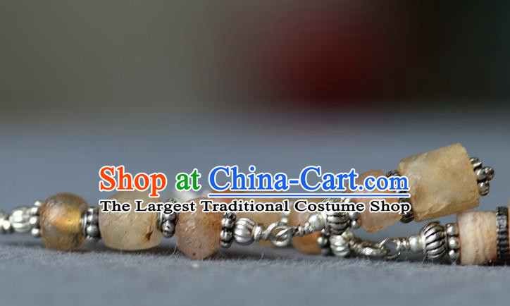 Handmade Chinese Crystal Ear Accessories National Silver Earrings Traditional Eardrop Cheongsam Ear Jewelry