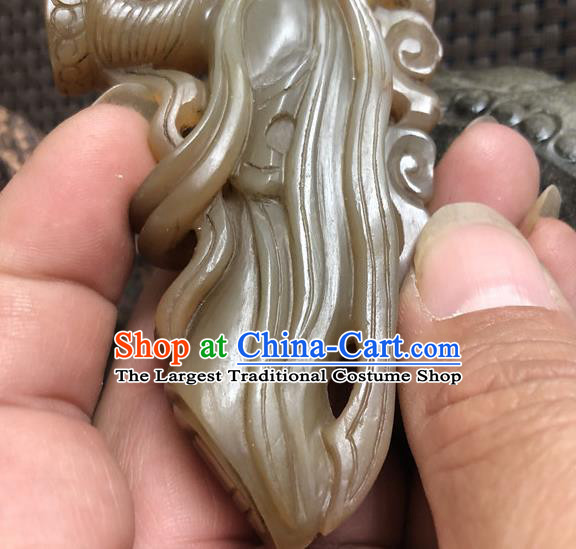 China Traditional Jade Craft Flying Apsaras Jade Sculpture Handmade Agate Carving Accessories