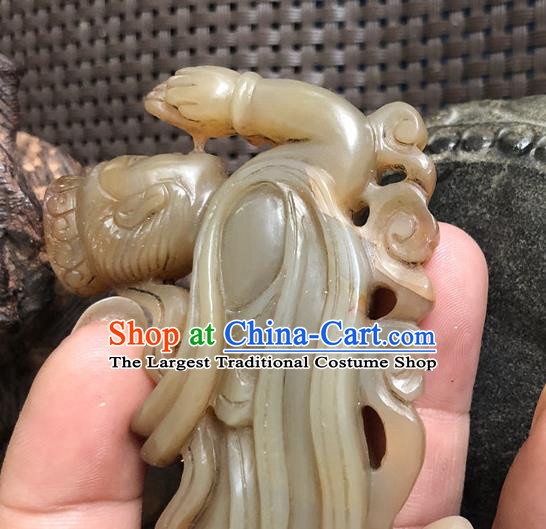 China Traditional Jade Craft Flying Apsaras Jade Sculpture Handmade Agate Carving Accessories