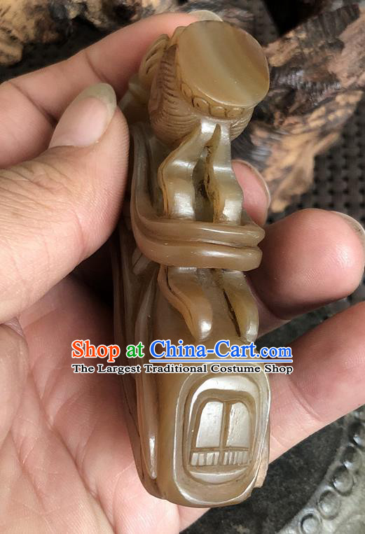 China Traditional Jade Craft Flying Apsaras Jade Sculpture Handmade Agate Carving Accessories