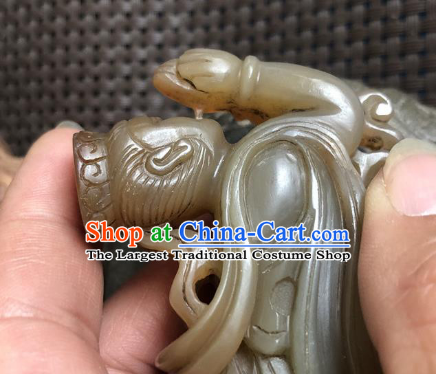China Traditional Jade Craft Flying Apsaras Jade Sculpture Handmade Agate Carving Accessories