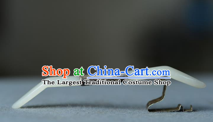 Chinese Handmade Qing Dynasty Imperial Consort Hair Crown Ancient Court Woman Silver Hairpin Traditional Hetian Jade Hair Accessories