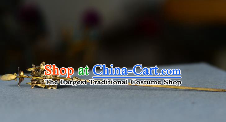Chinese Traditional Silver Headpiece Handmade Qing Dynasty Court Woman Tourmaline Hair Stick Ancient Imperial Consort Cloisonne Hairpin