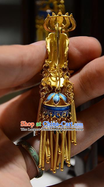 Handmade Chinese Qing Dynasty Cloisonne Ear Accessories National Kylin Earrings Traditional Filigree Eardrop Cheongsam Ear Jewelry