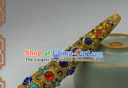 China Traditional Finger Accessories Handmade Qing Dynasty Court Jewelry Ancient Empress Gems Nail Wrap