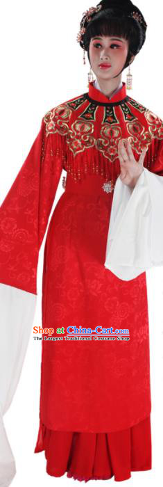Chinese Beijing Opera Hua Tan Red Dress Outfits Ancient Bride Garment Costumes Traditional Kun Opera Actress Wedding Clothing