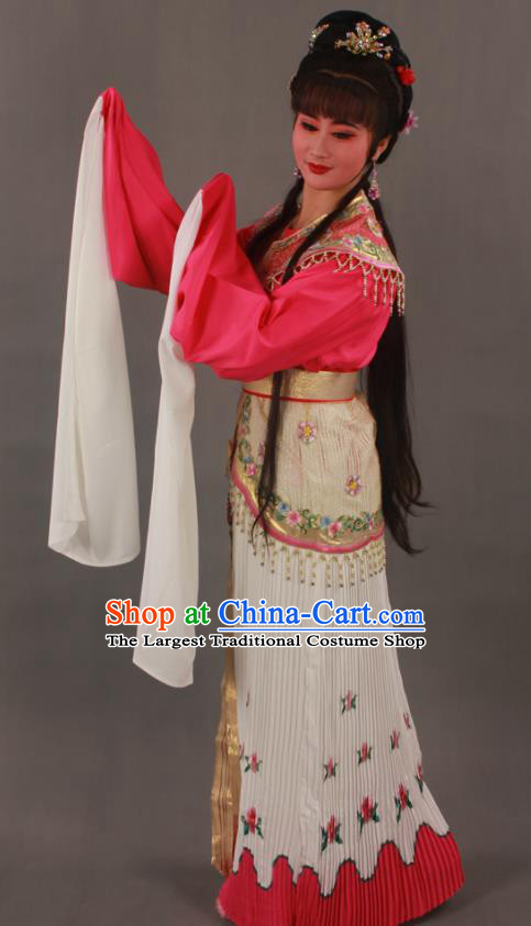 Chinese Traditional Shaoxing Opera Actress Clothing Beijing Opera Hua Tan Garment Costumes Ancient Fairy Princess Pink Dress Outfits