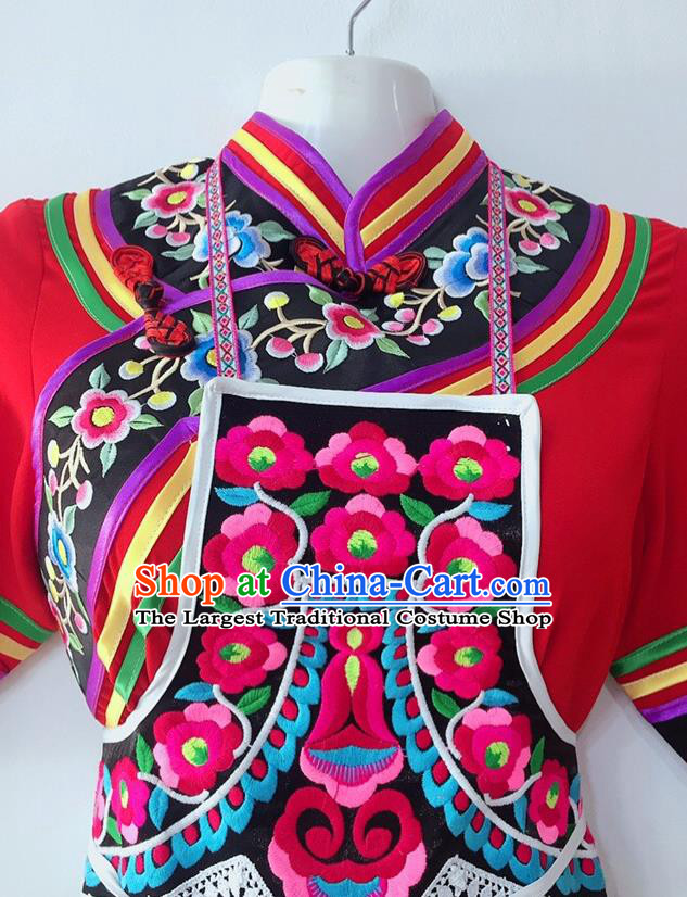 Chinese Yi Nationality Dance Uniforms Ethnic Group Women Garment Costumes Yunnan Minority Folk Dance Clothing
