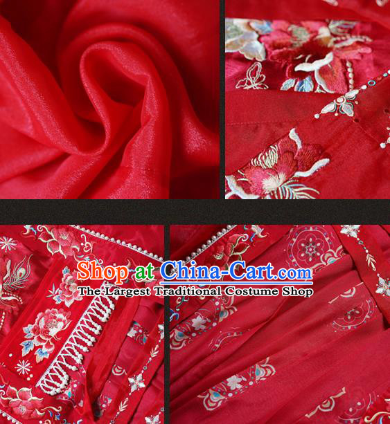 China Traditional Court Woman Embroidery Red Hanfu Dress Tang Dynasty Princess Historical Clothing Ancient Wedding Garment Costumes