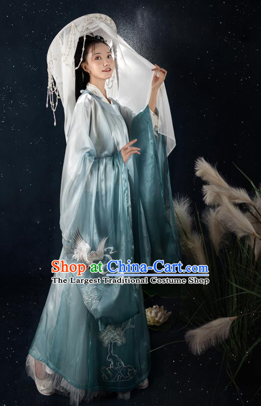 China Ancient Swordsman Garment Costumes Traditional Hanfu Embroidered Round Collar Robe Song Dynasty Young Childe Historical Clothing