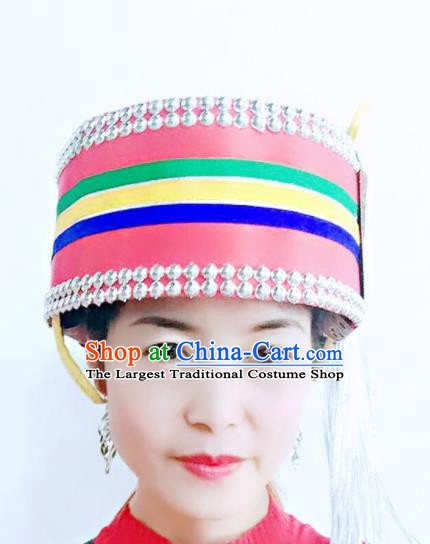 China Bai Nationality Folk Dance Headdress Yunnan Minority Stage Performance Headwear Ethnic Woman Ashima Hat