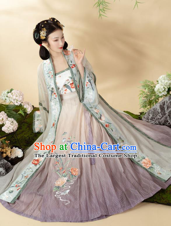 China Song Dynasty Nobility Infanta Historical Clothing Ancient Royal Princess Apparels Traditional Hanfu Dress Garments