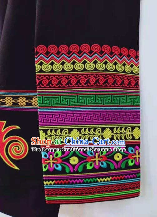China Sichuan Nationality Dance Embroidered Black Jacket Ethnic Costume Yi Minority Male Outer Garment