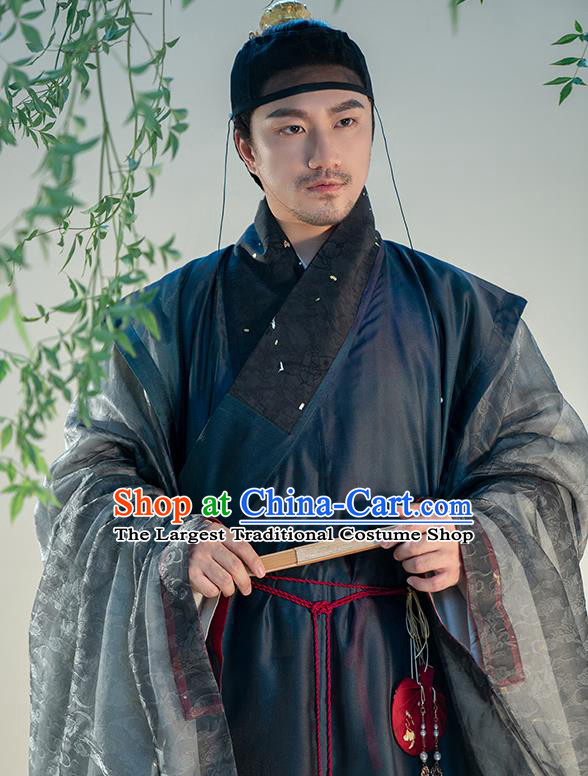 China Ancient Male Garment Costumes Traditional Ming Dynasty Swordsman Historical Hanfu Clothing