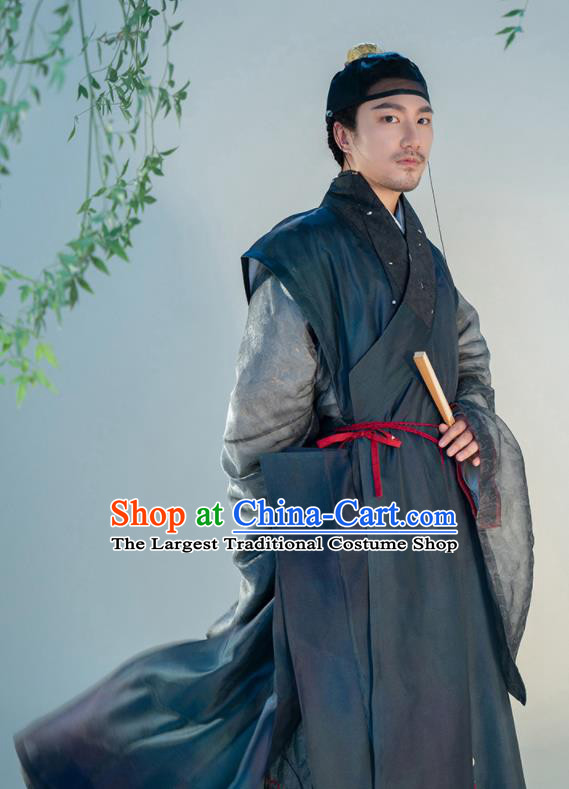 China Ancient Male Garment Costumes Traditional Ming Dynasty Swordsman Historical Hanfu Clothing