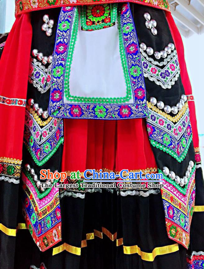 Chinese Yunnan Minority Children Dance Clothing Yao Nationality Dance Uniforms Miao Ethnic Group Girl Garment Costumes