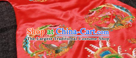 China Ancient Manchu Empress Red Dress Qing Dynasty Queen Embroidered Garment Costumes Traditional Wedding Female Attire