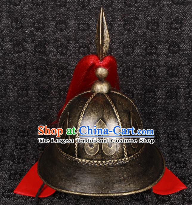 Chinese Ancient General Headdress Traditional Drama Military Officer Helmet Ming Dynasty Soldier Hat