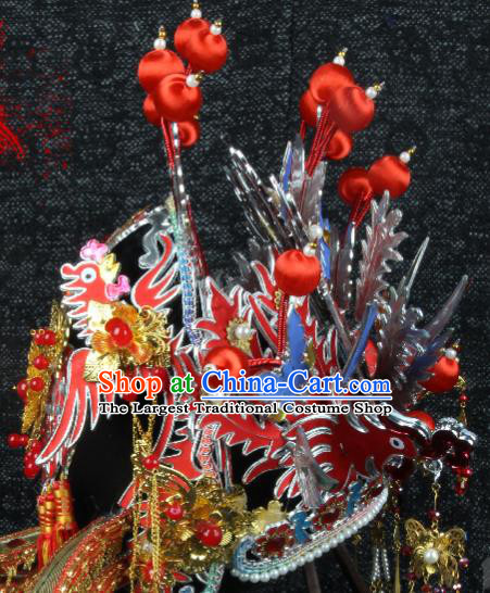 Chinese Ming Dynasty Wedding Hair Accessories Ancient Bride Headdress Traditional Hanfu Blue Phoenix Coronet