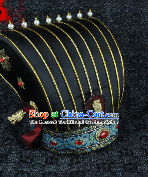 Chinese Traditional Drama Imperial Guard Headwear Ming Dynasty Scholar Hat Ancient Official Headdress
