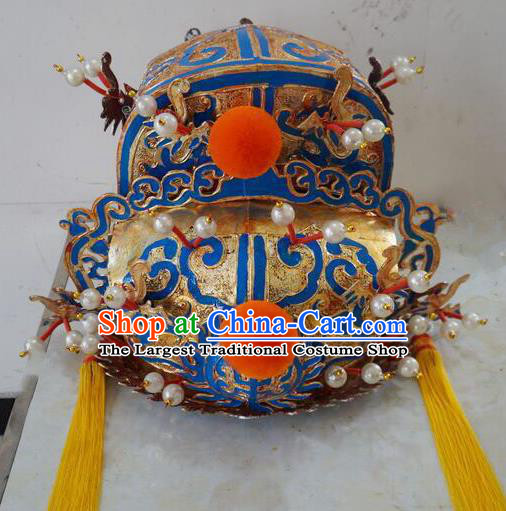 Chinese Beijing Opera Laosheng Headdress Peking Opera Emperor Hat Ancient God King Helmet
