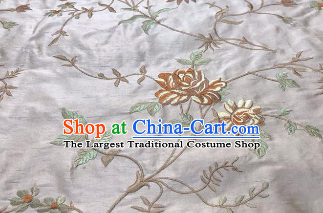 China Qipao Dress Damask Cloth Tang Suit Silk Fabric Traditional Cheongsam Embroidered Drapery Classical White Brocade Material