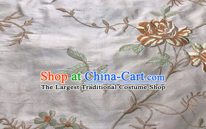 China Qipao Dress Damask Cloth Tang Suit Silk Fabric Traditional Cheongsam Embroidered Drapery Classical White Brocade Material