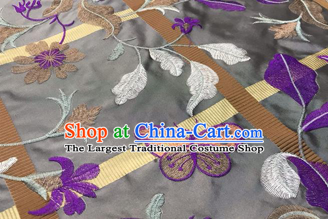 China Classical Grey Brocade Material Qipao Dress Damask Cloth Tang Suit Silk Fabric Traditional Cheongsam Embroidered Butterfly Drapery